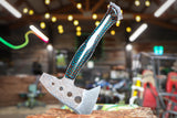 hatchet with wasp hive with teal backdrop
