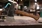 hatchet with hand stitched bocote handle