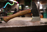 hatchet with hand stitched bocote handle