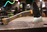 hatchet with bourbon barrel stave handle