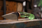 Drop point with galaxy green handle