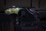 Mako- Black Cerakote w/ Teal and Gold handle